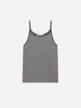 The Leather Trim Tank -- Cream Stripe