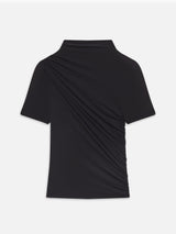 The Short Sleeve Draped Top -- Black