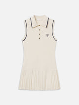 The Tennis Pleated Mini Dress -- Cream Multi