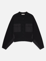 The Contrast Cashmere Cardi -- Black