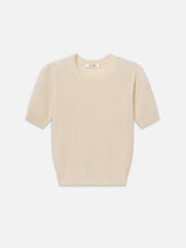 The Gathered Honeycomb Sweater -- Cream