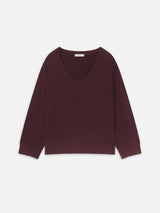 The Cashmere Relaxed V Sweater -- Currant