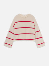The Rolled Hem Sweater -- Cream Stripe
