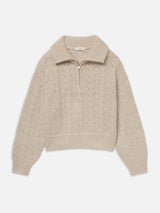 The Airy Lurex Quarter Zip -- Biscuit
