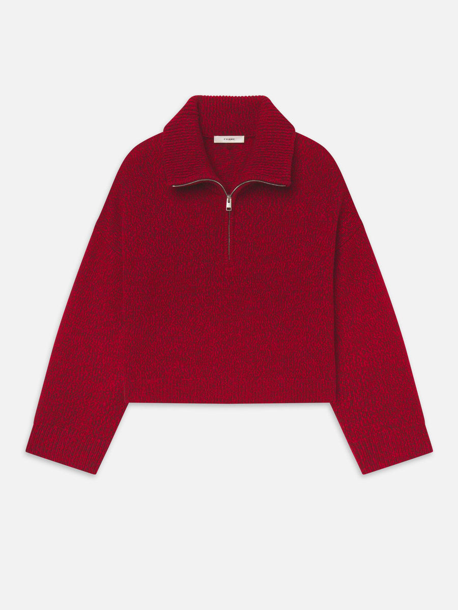The Half Zip Marled Sweater -- Paprika