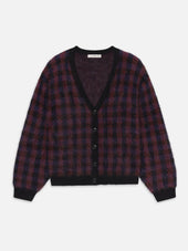 The Brushed Houndstooth Cardi -- Chestnut Plaid
