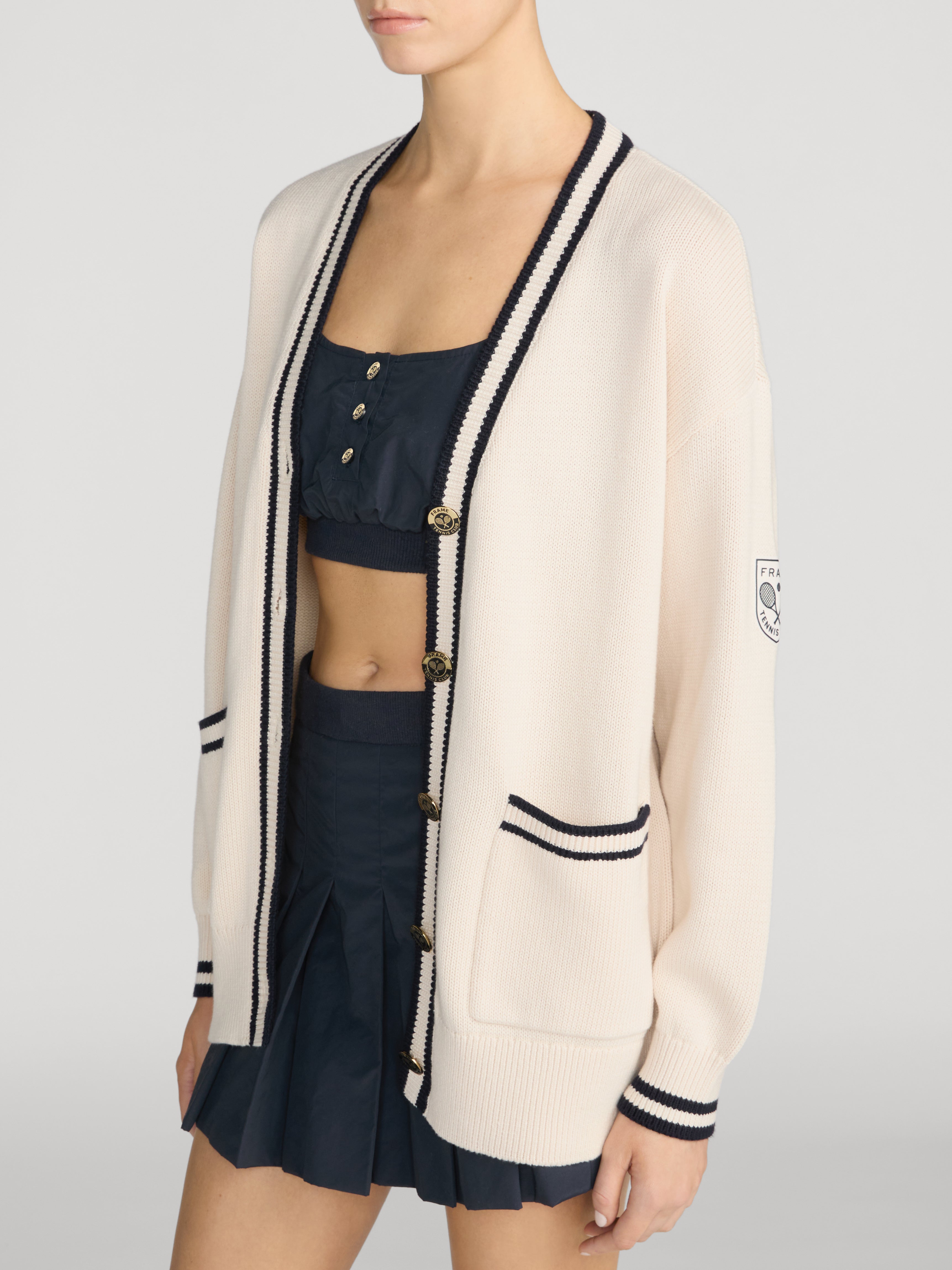 The Tennis Oversized Cardigan -- Cream Multi