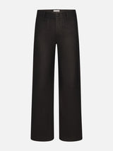 Leather Slim Palazzo Modernist Pocket -- Black