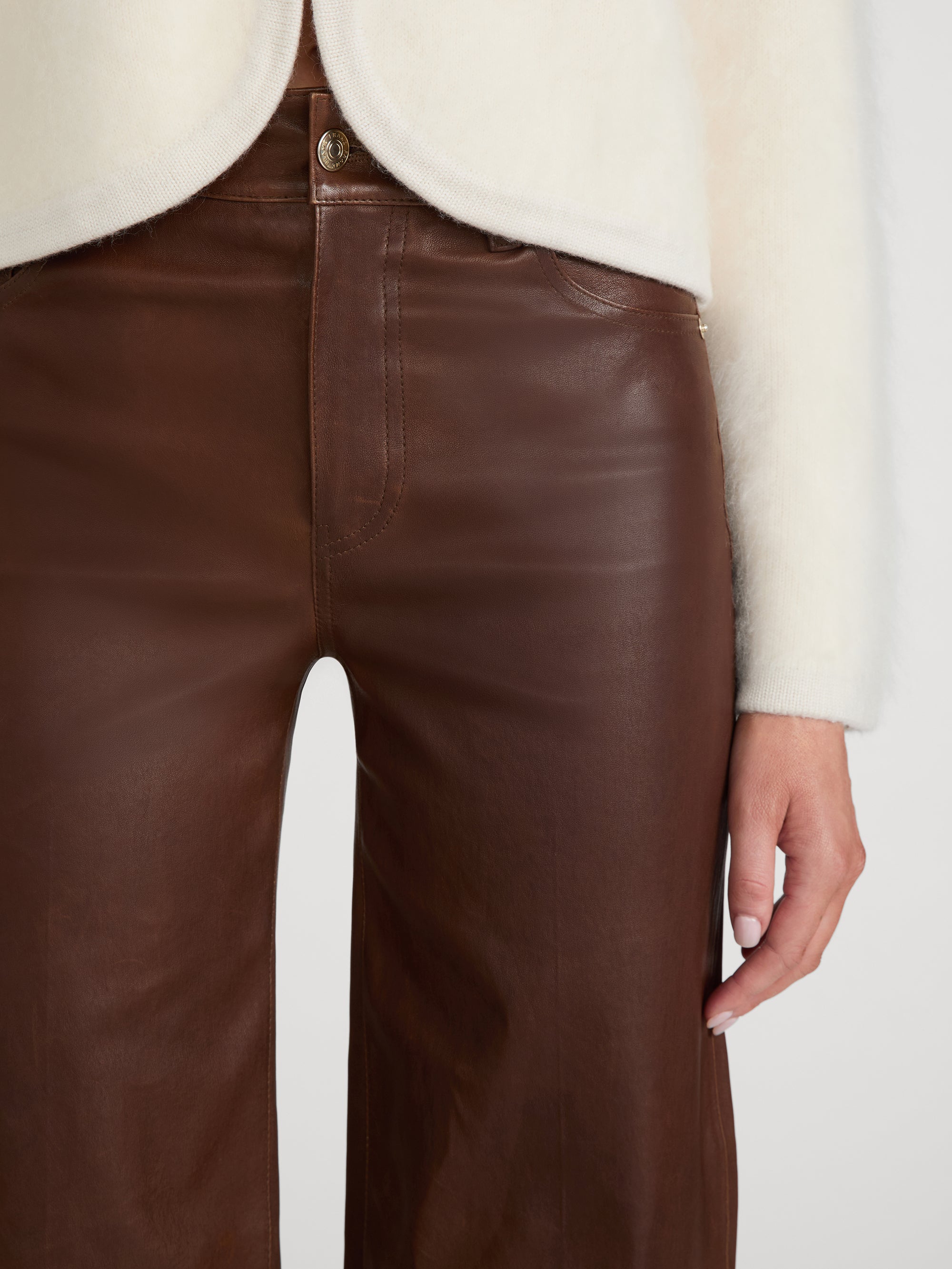 THE LEATHER SLIM PALAZZO CEDAR