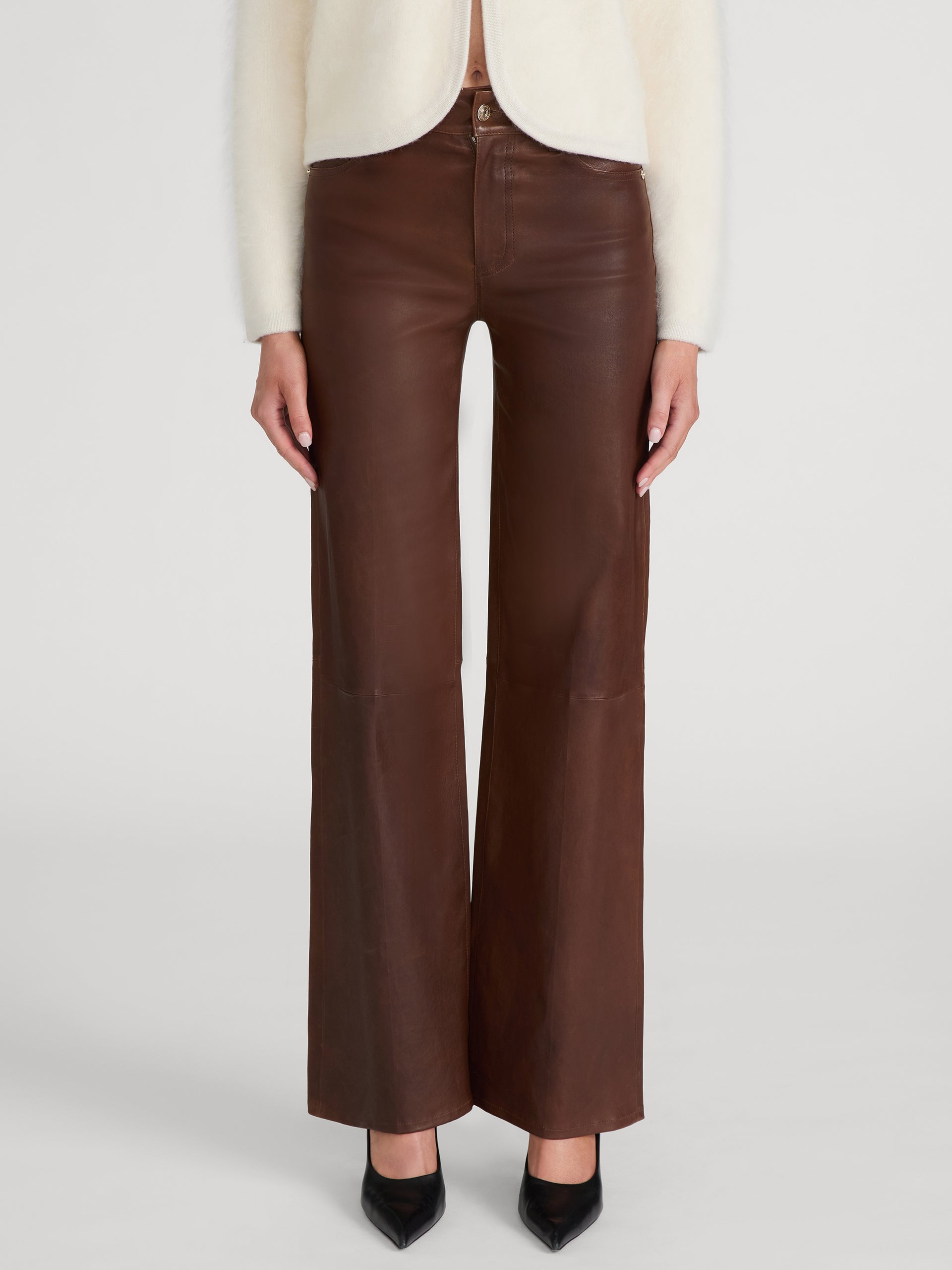 THE LEATHER SLIM PALAZZO CEDAR