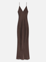 The Textured Satin Dress -- Chestnut