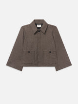 The Wool Mini Swing Jacket -- Black Houndstooth