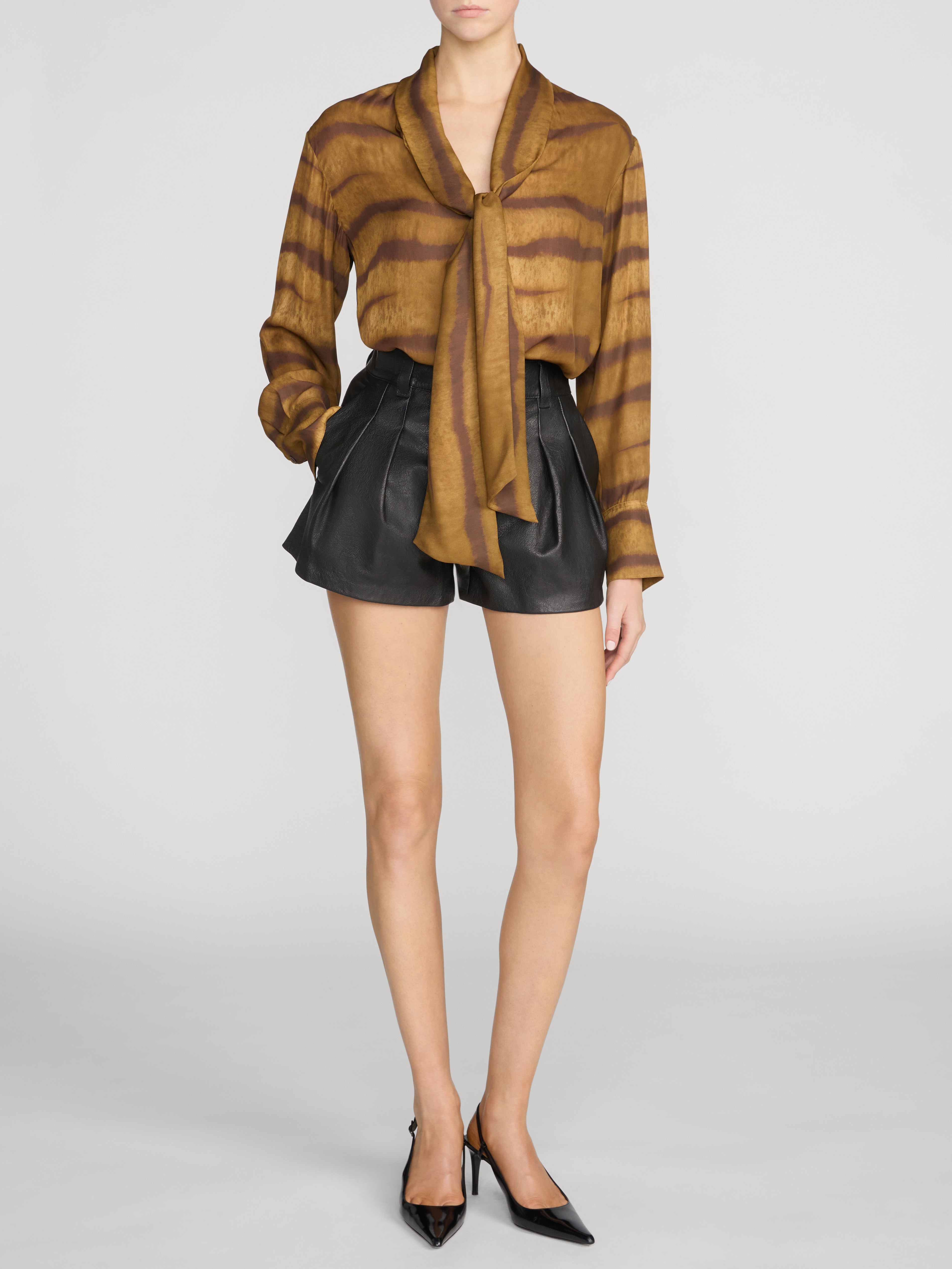 The Silk Oversized Tie Shirt -- Light Tiger Multi