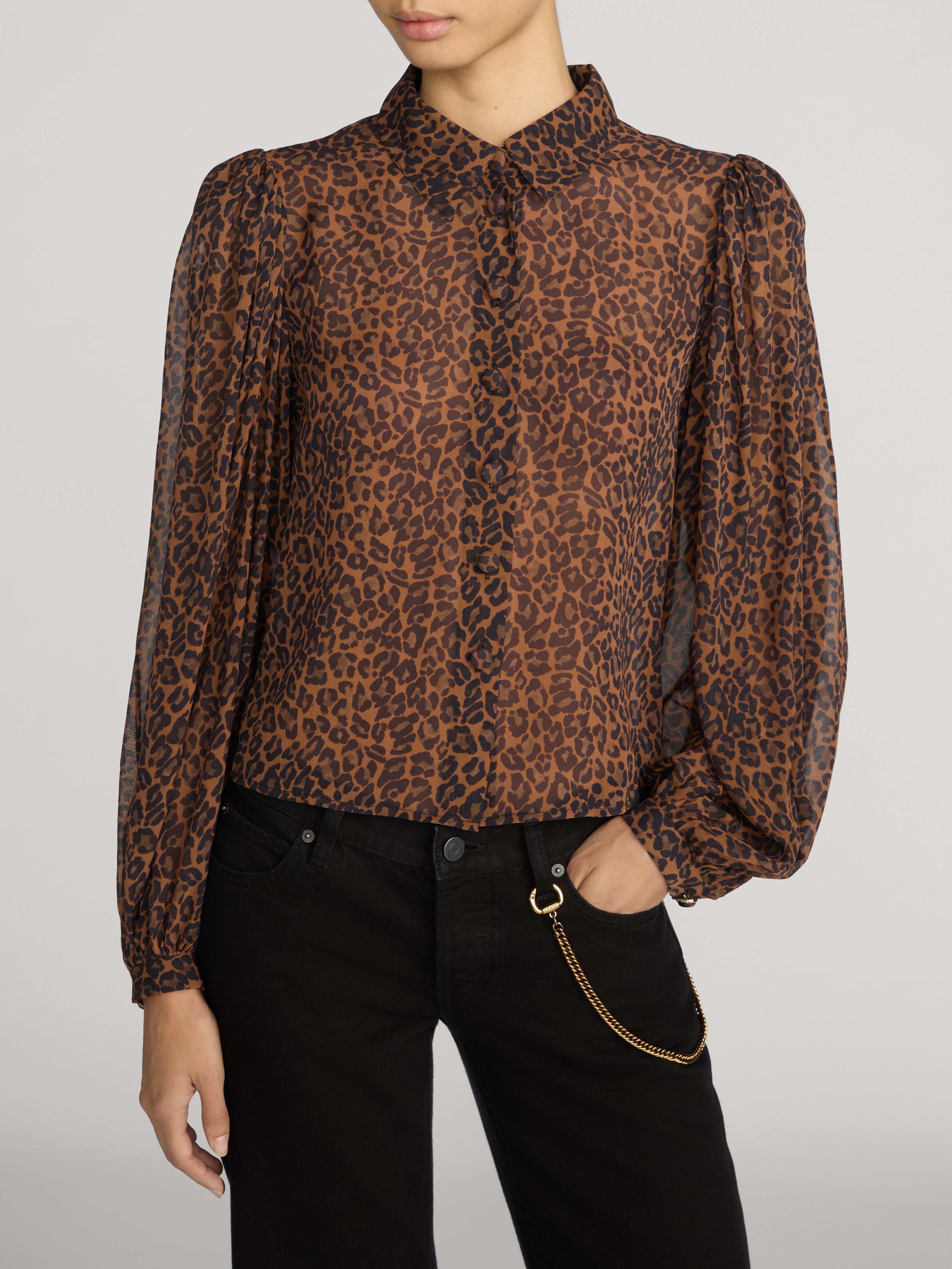 The Silk Prairie Shirt -- Light Leopard Multi