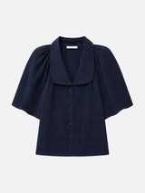 The Short Sleeve Silk Gala Shirt -- Navy