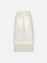 The Sequin Starlight Skirt -- Cream