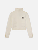 Ritz Button Detail Sweater -- Cream