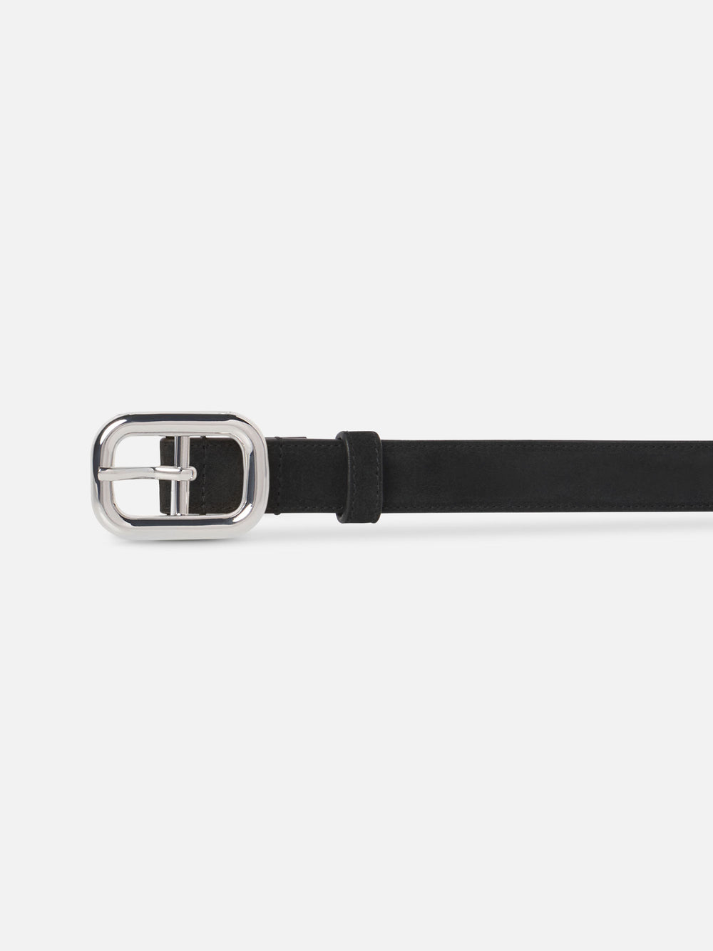 The Suede Rounded Buckle Belt -- Black