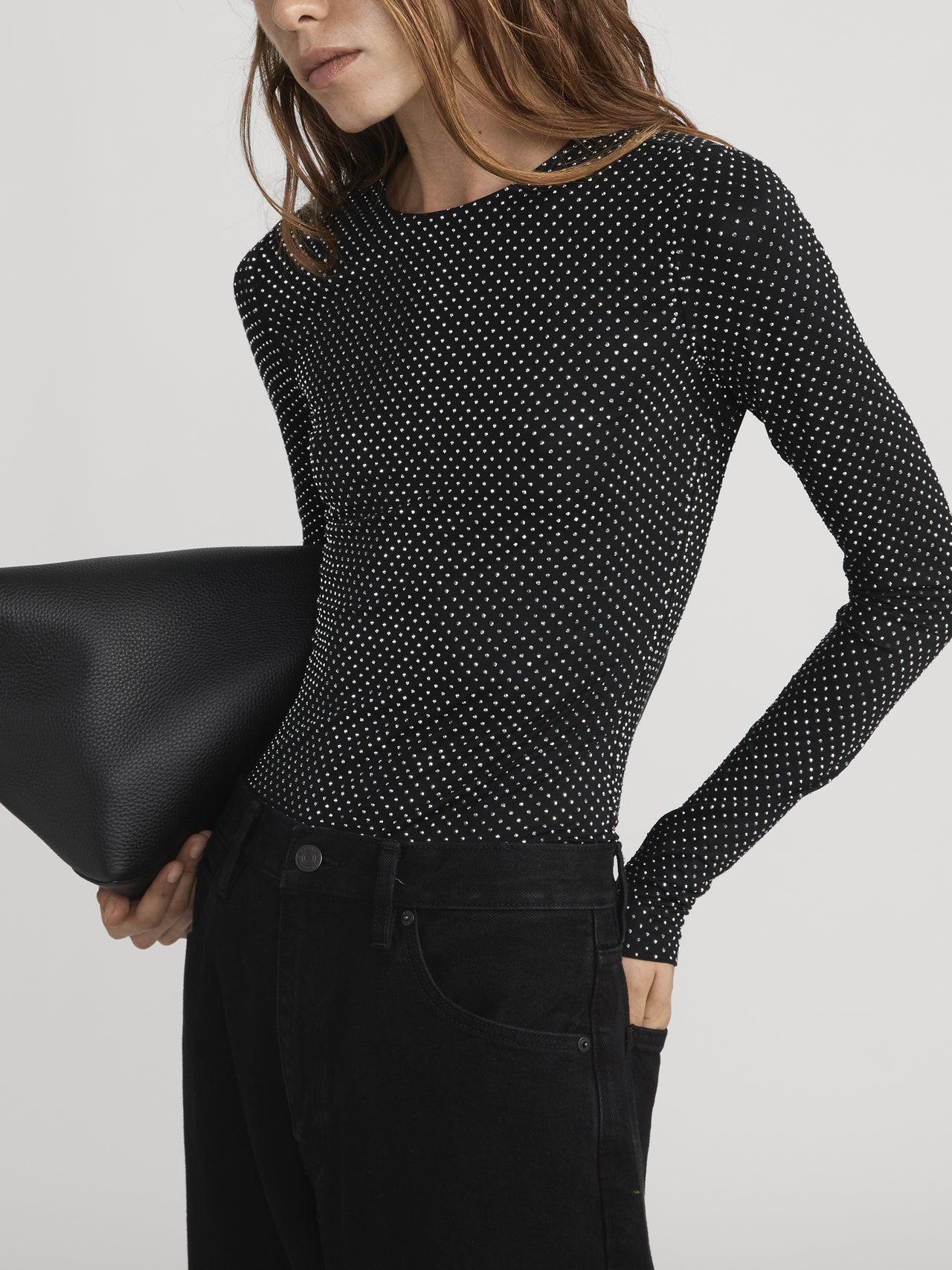 The Rhinestone Jersey Top -- Black