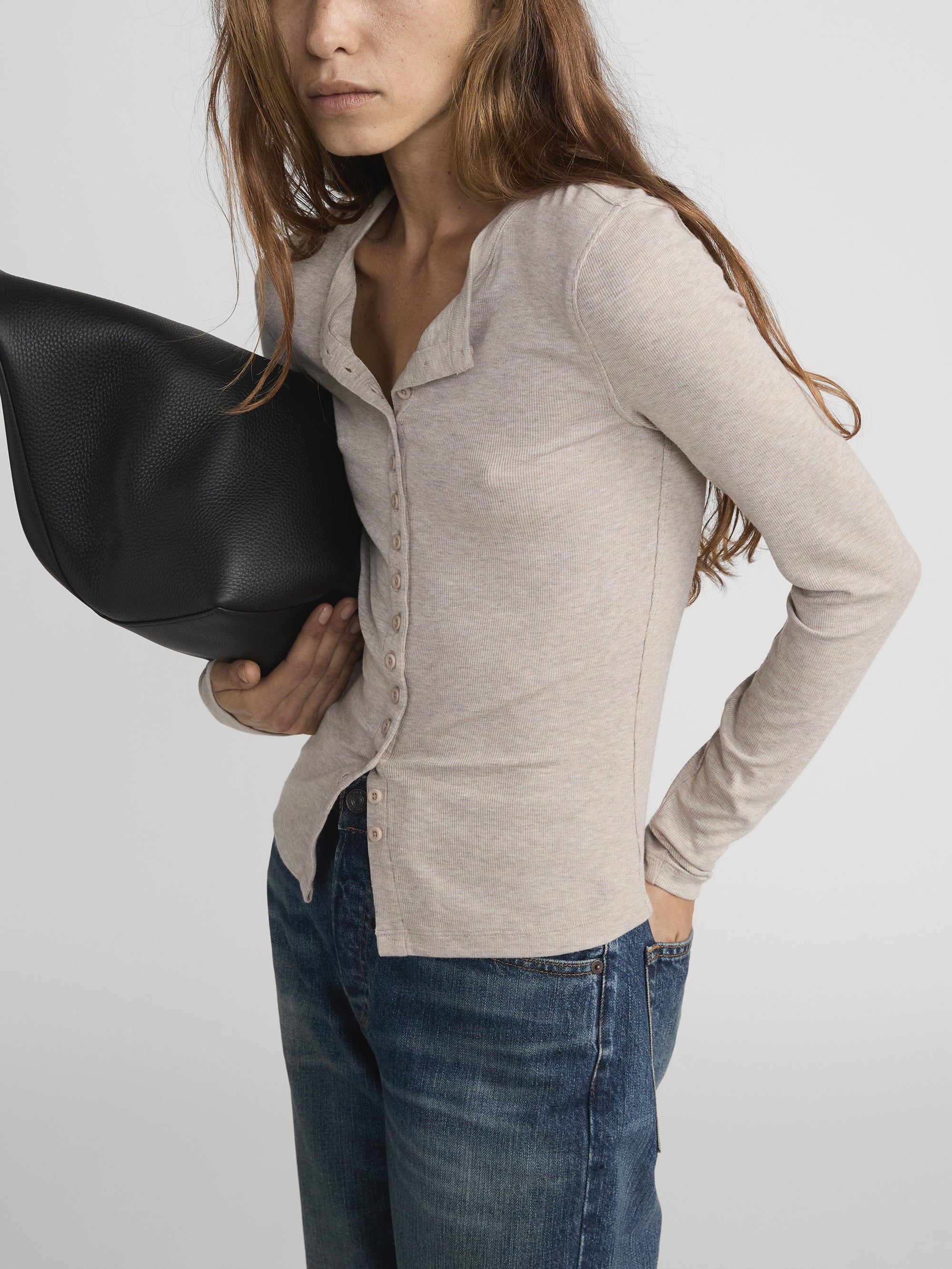 THE RIB SPLAY TOP OATMEAL HEATHER
