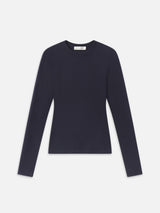 The Long Sleeve Rib Crew -- Navy