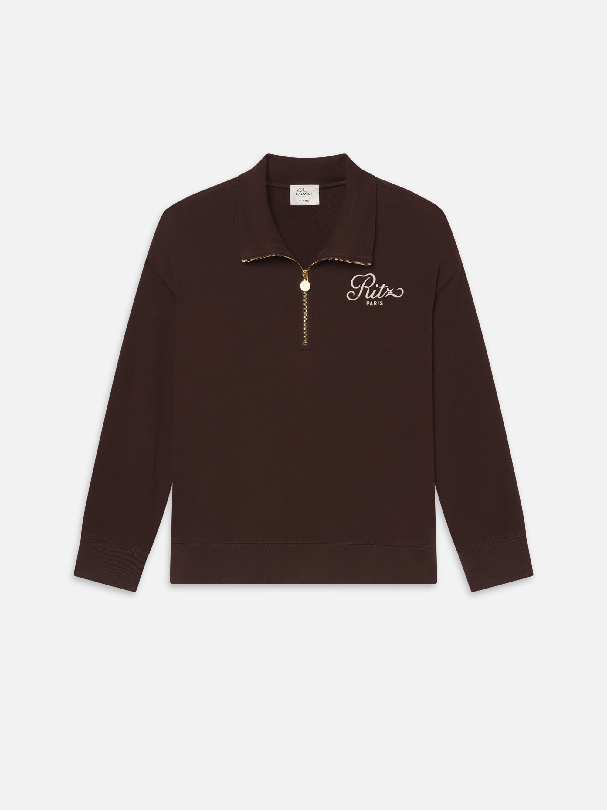 RFLG×RND FRONT ZIP OP rufflog riendagolf Ritz Half Zip Sweater Polo -- Chocolate Brown