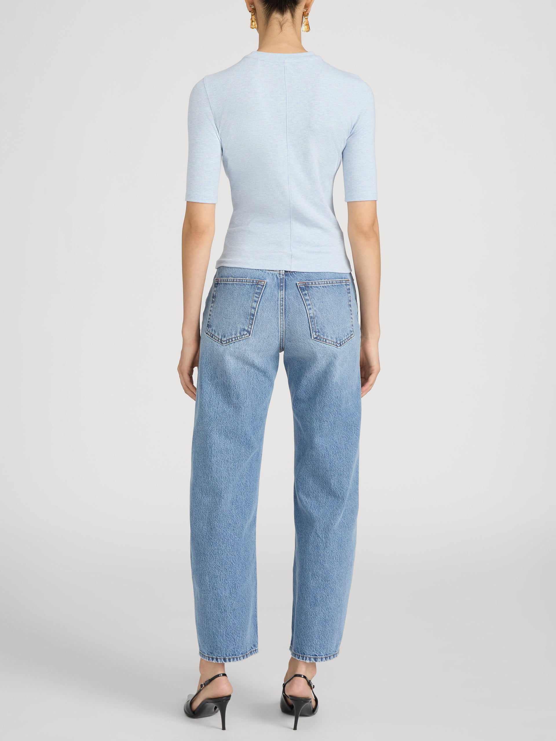 Tee on model back 