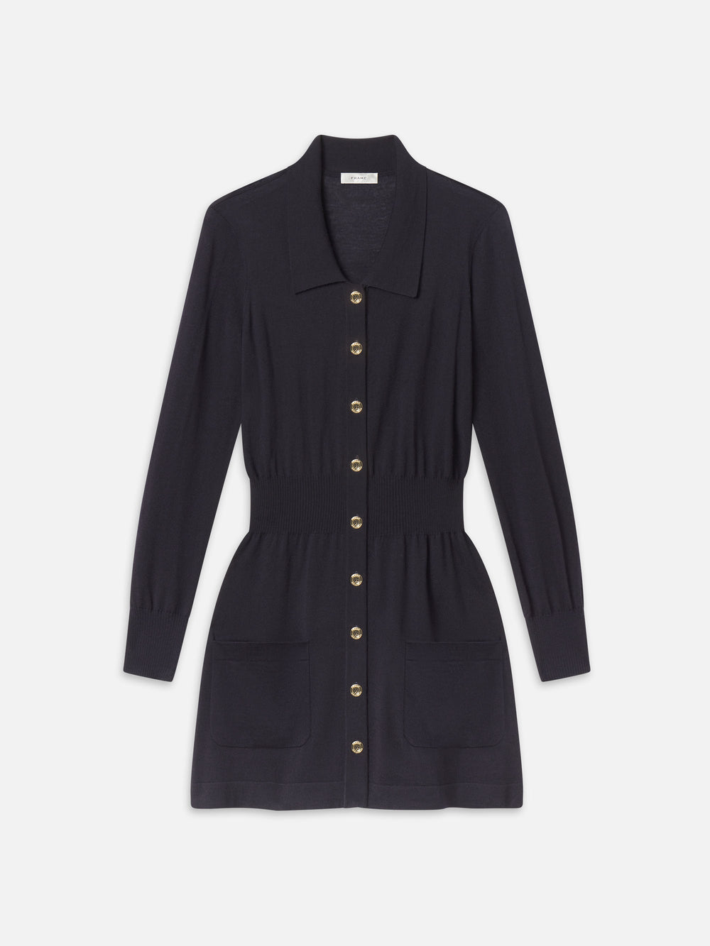 knit polo dress FRAME Women's The Knit POLO Dress | NAVY | Wool