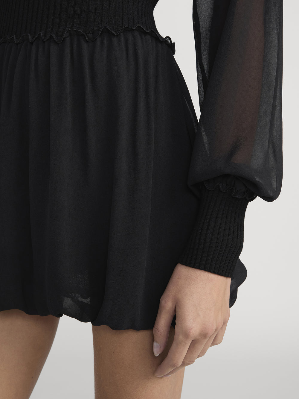 FRAME Women's THE Sheer Sleeve Dress | Black | Size XL FRAME Women's THE Sheer Sleeve Dress | Black | Size XL