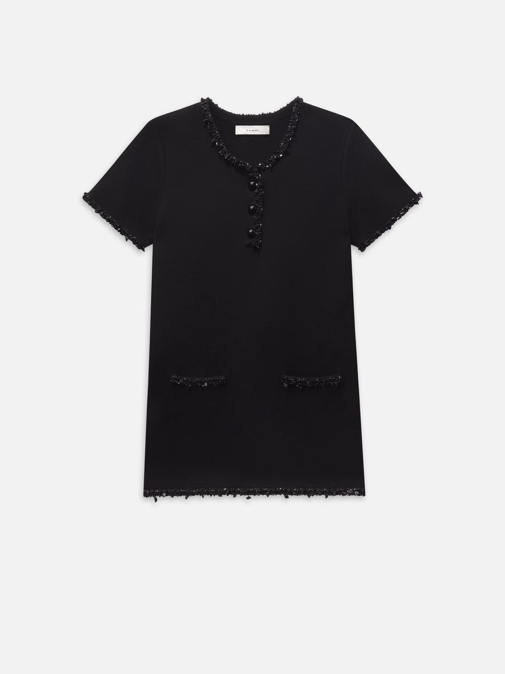 THE BEADED TRIM DRESS BLACK THE BEADED TRIM DRESS BLACK