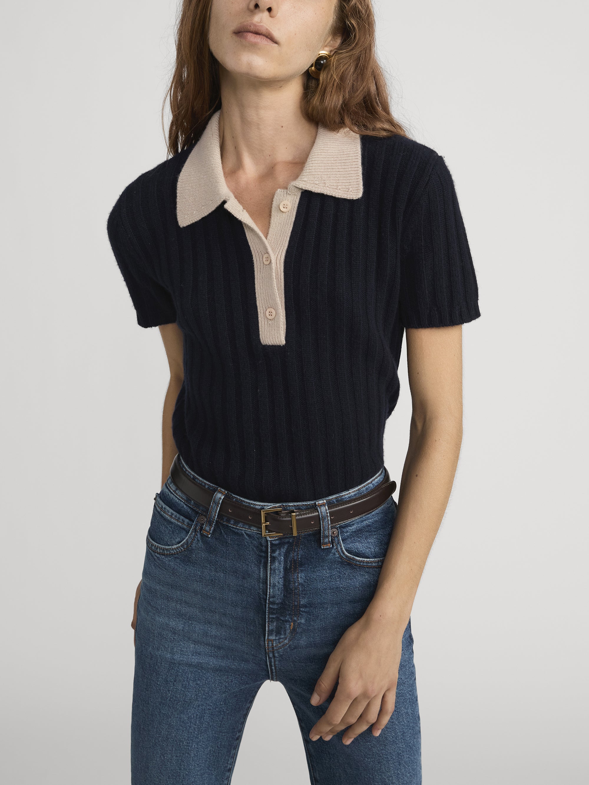 THE CONTRAST TRIM POLO NAVY MULTI