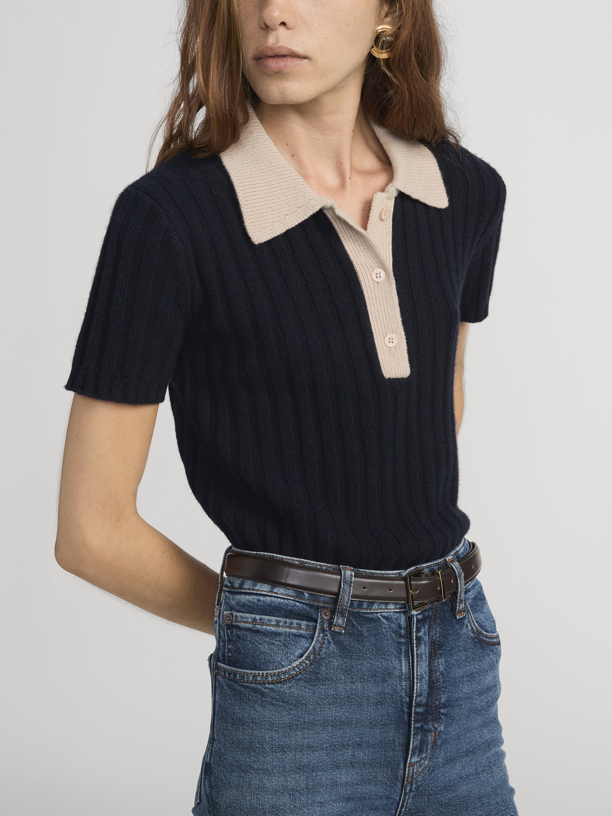 THE CONTRAST TRIM POLO NAVY MULTI