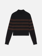 Ritz Striped Cashmere Turtleneck Sweater -- Black Multi