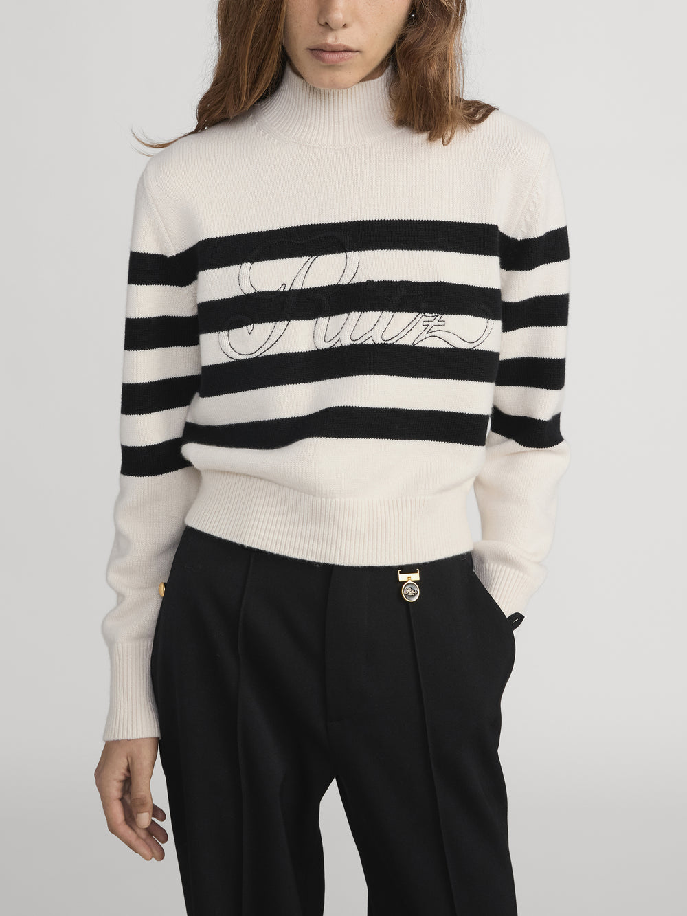 Ritz Sweater Crop Full Front On Model 