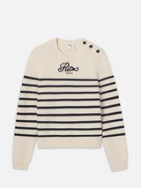 Ritz Sequined Striped Sweater -- Cream Multi