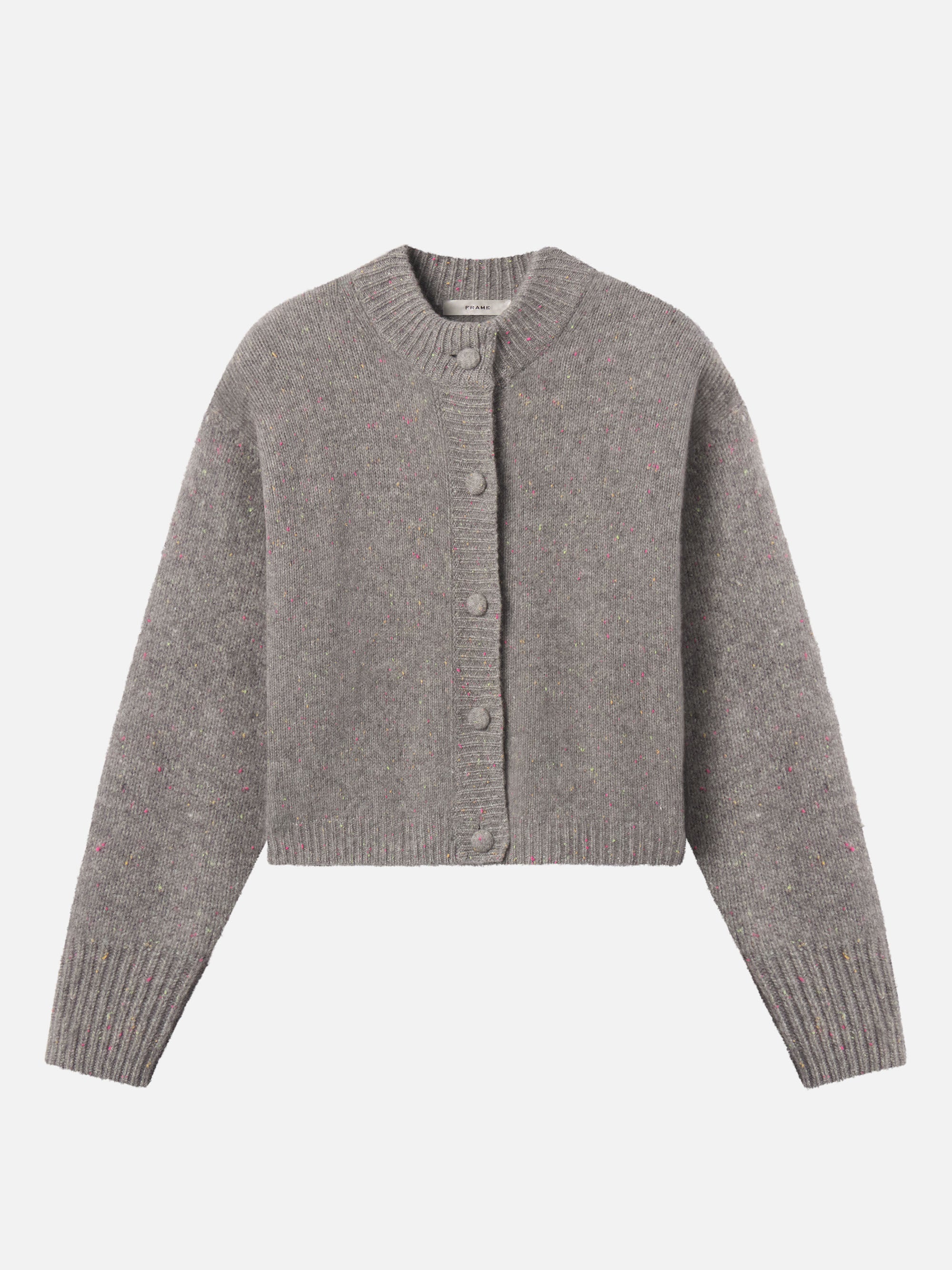 THE CASHMERE FLECK CARDI SILVER