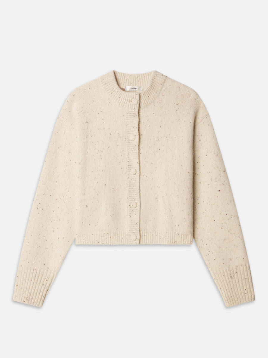 The Cashmere Fleck Cardi -- Oatmeal