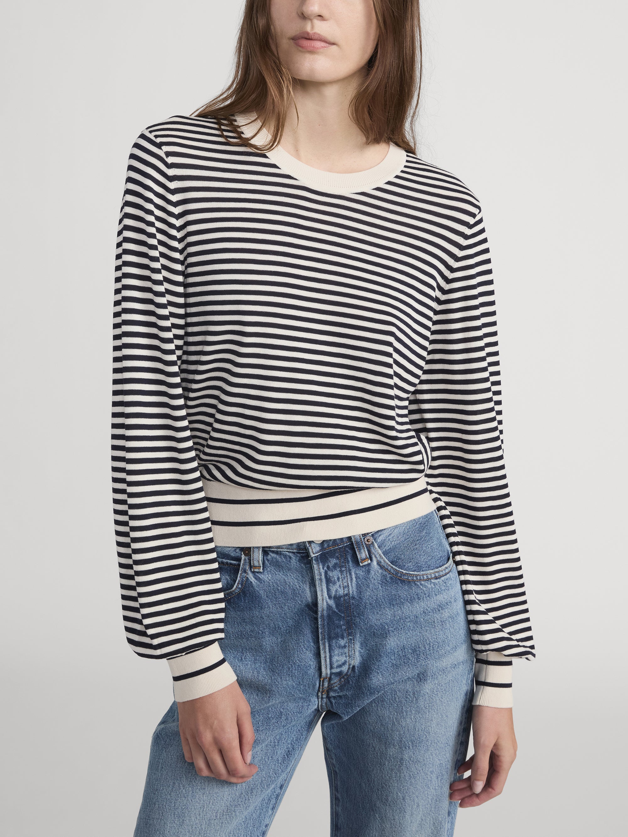 The Striped Knit Sweater -- Cream Multi