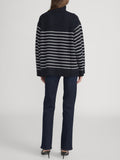 The Striped Cashmere Turtleneck -- Navy Multi