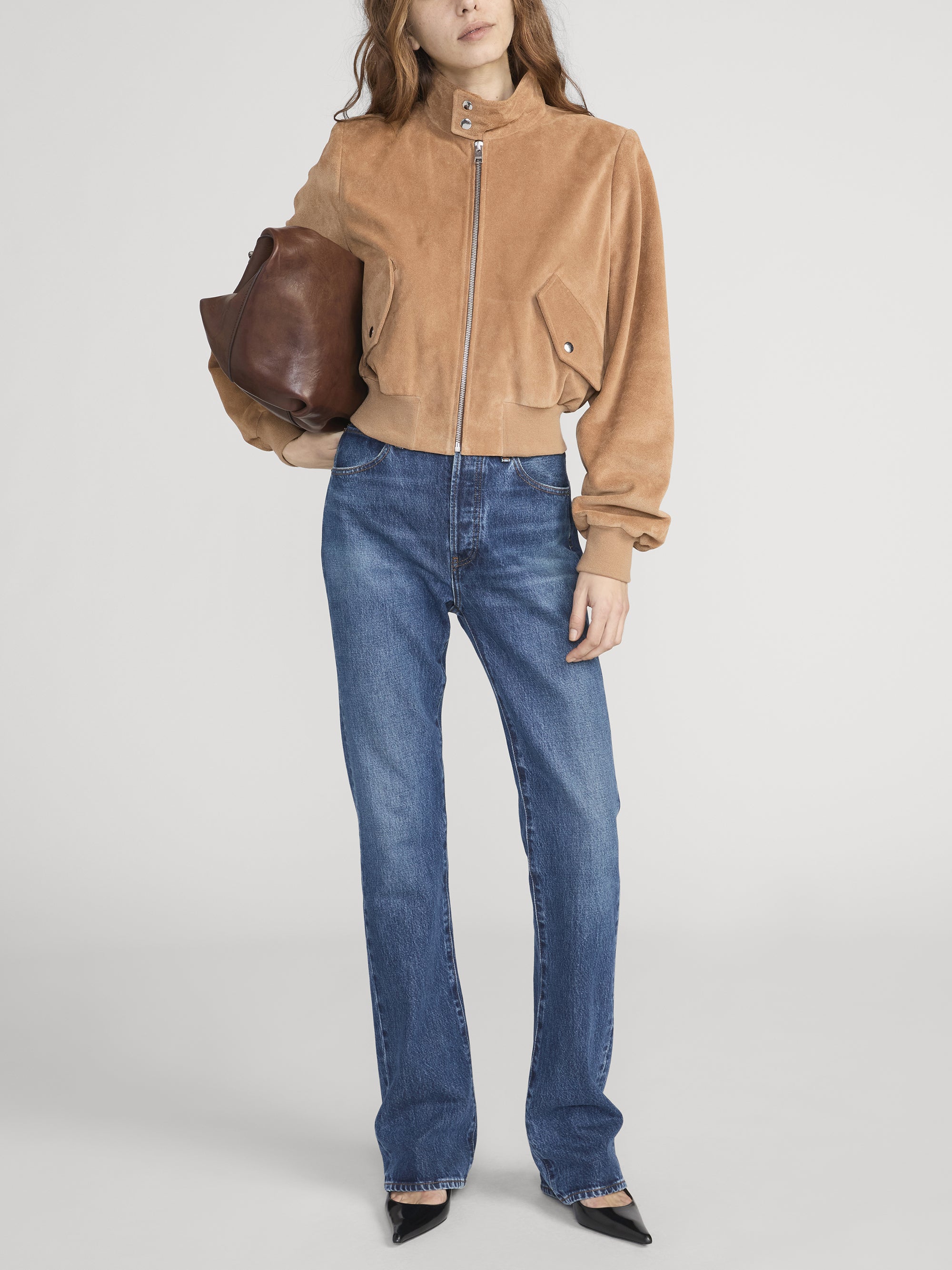 THE SUEDE HARRINGTON JACKET LIGHT CAMEL