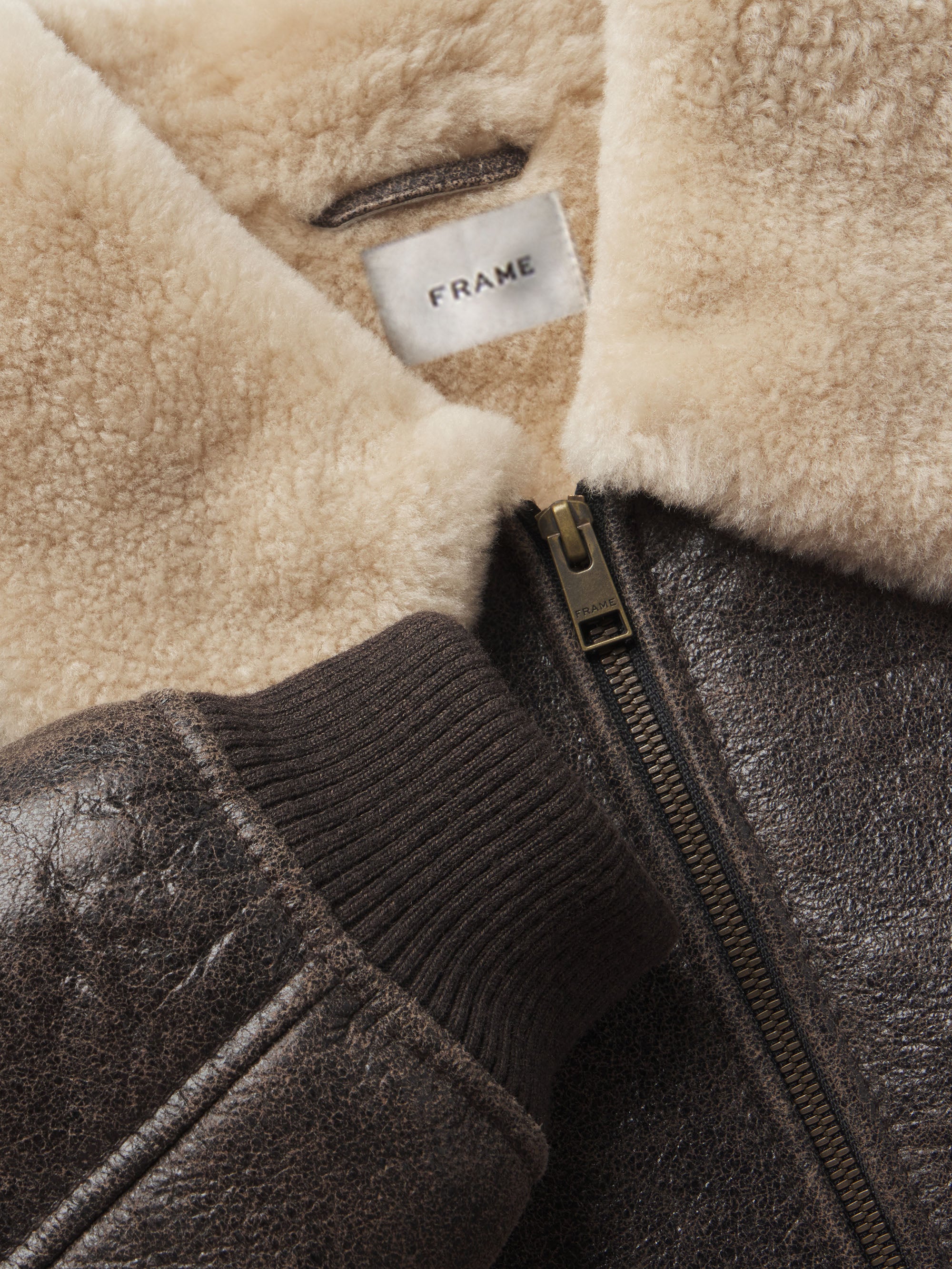 THE SHURNKEN SHEARLING BOMBER CARDAMOM