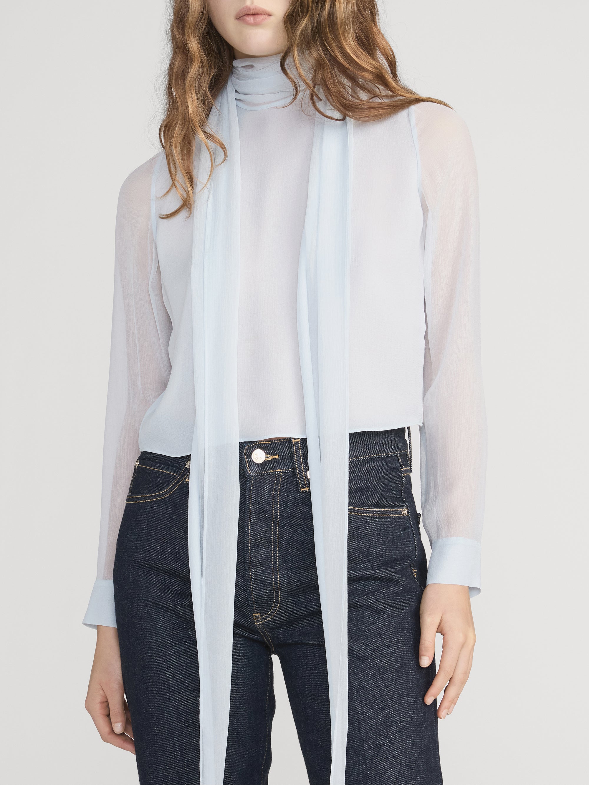 THE WISP TIE BLOUSE SKY BLUE