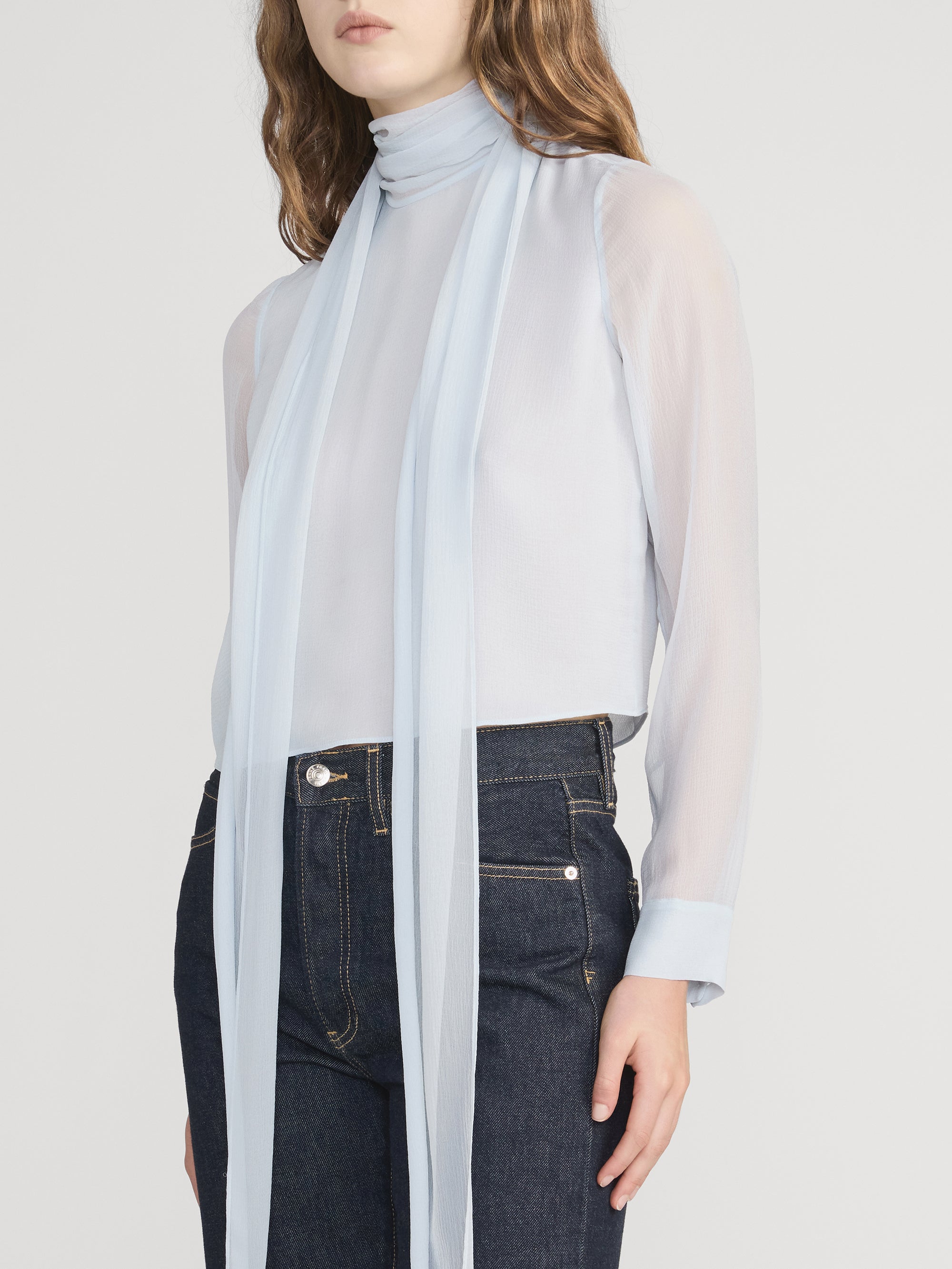 THE WISP TIE BLOUSE SKY BLUE