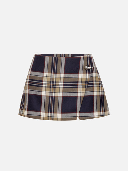 エムミーエメ Check box pleats skirt NAVY THE CHECKMATE SKIRT NAVY MULTI