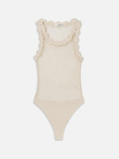The Mesh Glimmer Bodysuit -- Cream