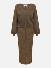 The Lurex Dolman Dress -- Dark Gold