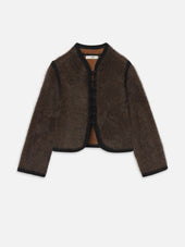 The Brushed Cashmere Salon Cardi -- Taupe Multi
