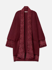 The Brushed Embroidered Coat -- Deep Garnet