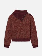 The Marled Zip Sweater -- Deep Garnet Multi