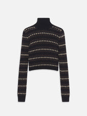The Delicate Pointelle Turtleneck -- Dark Navy Fairisle